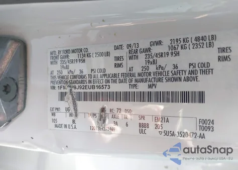 2014 Ford Escape Titanium z USA, uszkodzony, nr VIN 1FMCU9J92EUB16573